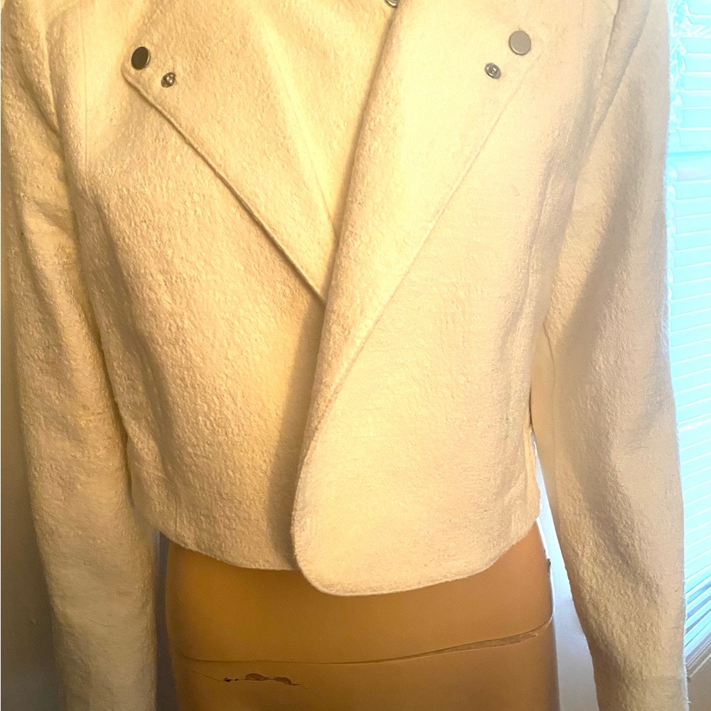 BCBG OFF WHITE BOSS Shirt zipper detail jacket Size Large - Picture 2 of 6